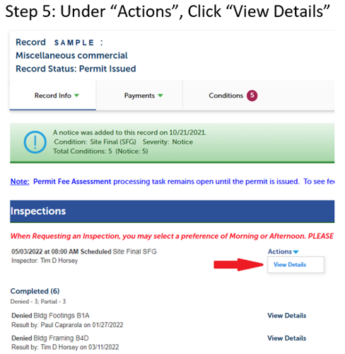 Step 5: Under Actions, click view details